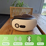 Masseur oculaire ULTIMATE avec 3 types de massages : vibration, chaleur, compression. Fonction Bluetooth pour une relaxation optimale et un confort personnalisé.
